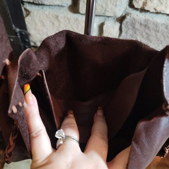 🔷️Genuine Elk Hide Leather Crossbody Purse Bag by Native Americans - Picture 8 of 10